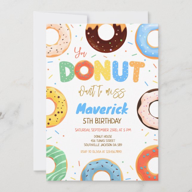 Doughnut Birthday Party Invitation (Front)