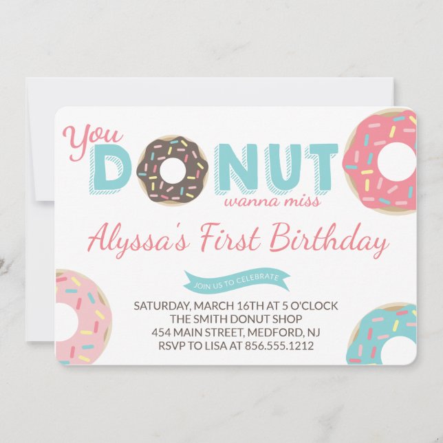 Doughnut Birthday Party Invitation (Front)