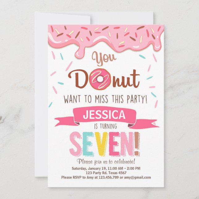 Doughnut Birthday Party Invitation doughnut Party (Front)