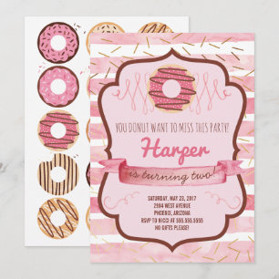 Doughnut Birthday Party Invitation for a Girl