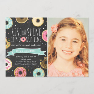 Doughnut Birthday Party Invitation Rise and Shine