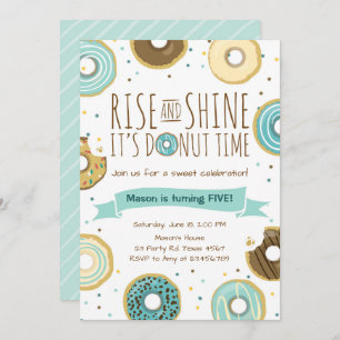 Doughnut Birthday Party Invitation Rise and Shine