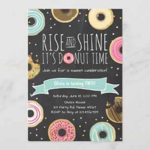 Doughnut Birthday Party Invitation Rise and Shine