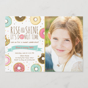 Doughnut Birthday Party Invitation Rise and Shine