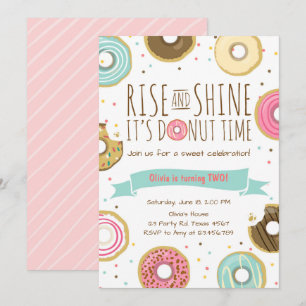 Doughnut Birthday Party Invitation Rise and Shine