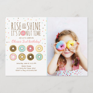 Doughnut Birthday Party Invitation Rise and Shine