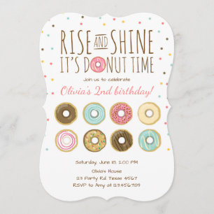 Doughnut Birthday Party Invitation Rise and Shine