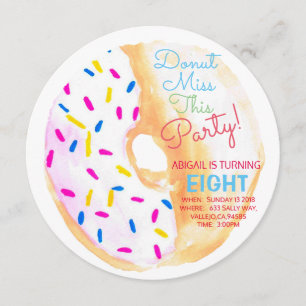Doughnut birthday party kid party circle invite
