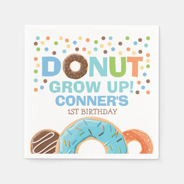 Doughnut Birthday Party Napkin Doughnut Grow Up Pa (Front)