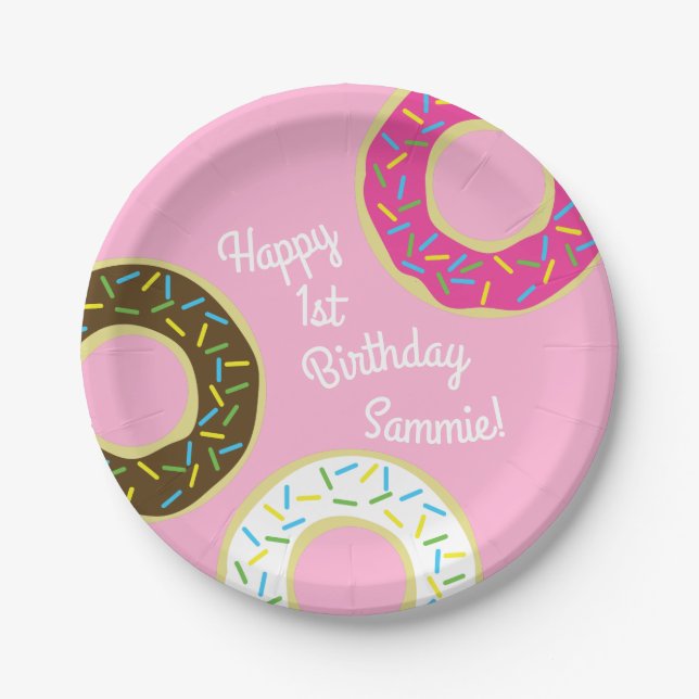 Doughnut Birthday Party Paper Plate (Front)