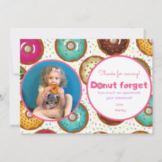 Doughnut Birthday Party Photo Thank You Card
