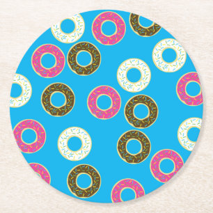 Doughnut Birthday Party Round Paper Coaster