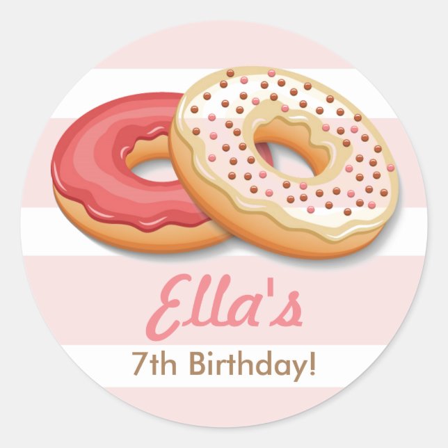 Doughnut Birthday Party Stickers (Front)