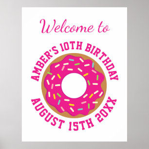 Doughnut Birthday party theme cute welcome poster