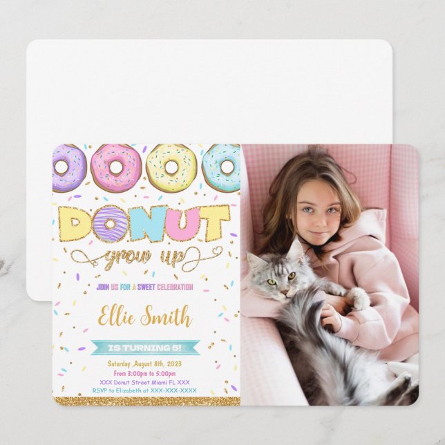 Doughnut Birthday Photo Invitation (Front/Back)