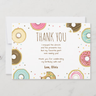Doughnut Birthday Thank You Card Pink Girl Doughnu