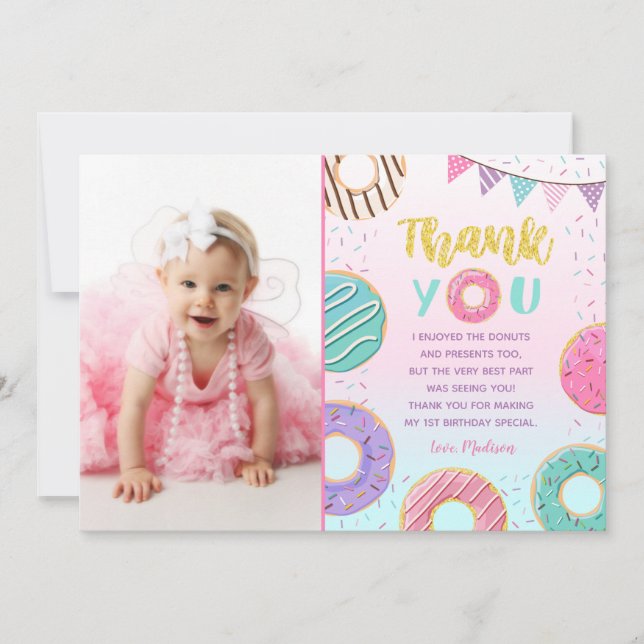 Doughnut Birthday Thank You Cards (Front)