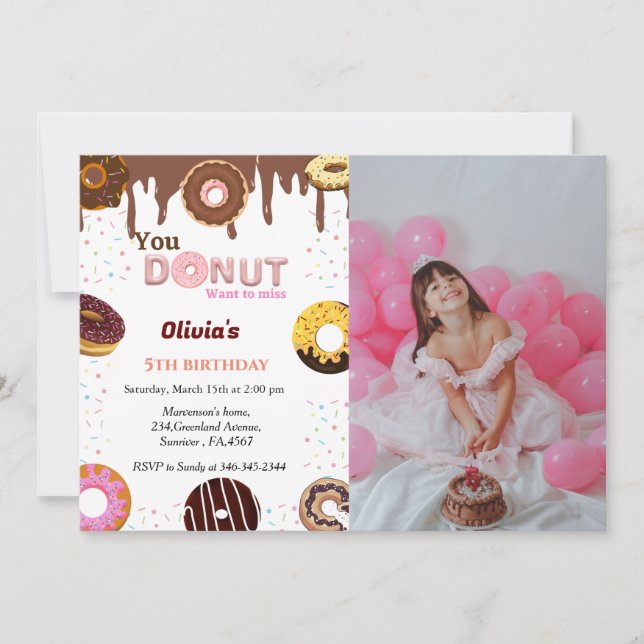 Doughnut birthday, you doughnut want to miss birth invitation (Front)