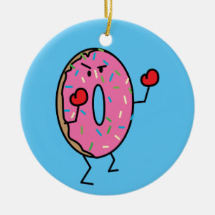 Doughnut Boxer Fighter dessert fried dough sugar Ceramic Tree Decoration