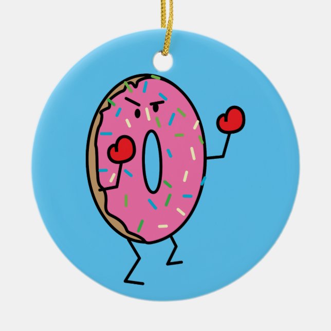 Doughnut Boxer Fighter dessert fried dough sugar Ceramic Tree Decoration (Front)