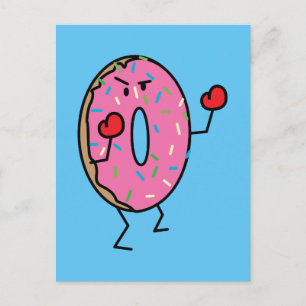 Doughnut Boxer Fighter dessert fried dough sugar Postcard