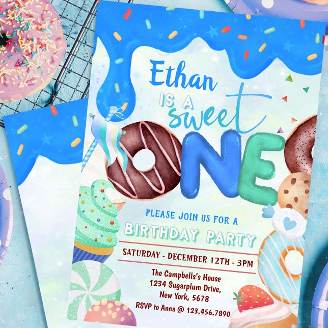 Doughnut boy Sweet One Invitation (Creator Uploaded)