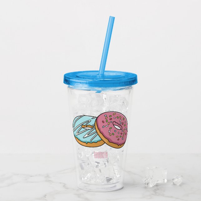 Doughnut cartoon illustration acrylic tumbler (Back Ice)