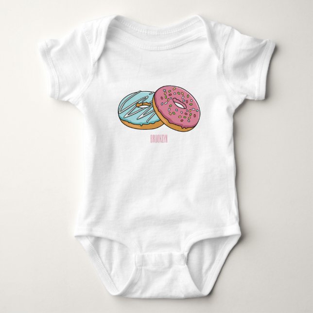 Doughnut cartoon illustration baby bodysuit (Front)