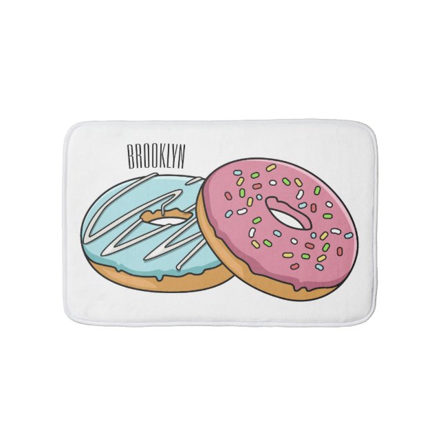 Doughnut cartoon illustration  bath mat (Front)