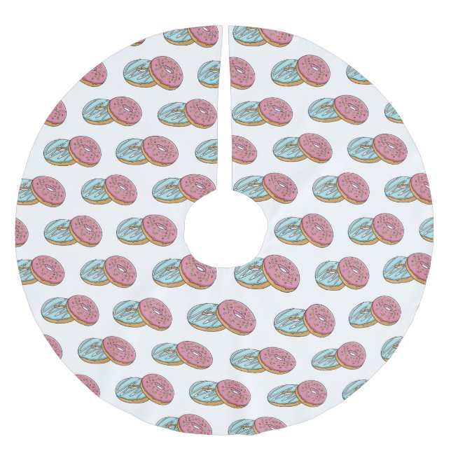 Doughnut cartoon illustration  brushed polyester tree skirt (Front)