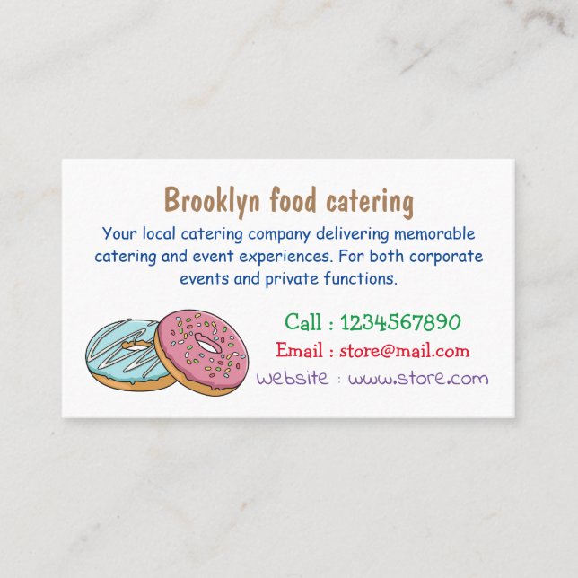 Doughnut cartoon illustration business card (Front)