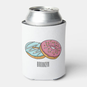 Doughnut cartoon illustration can cooler