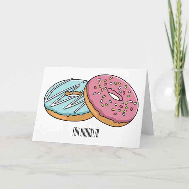 Doughnut cartoon illustration card (Front)