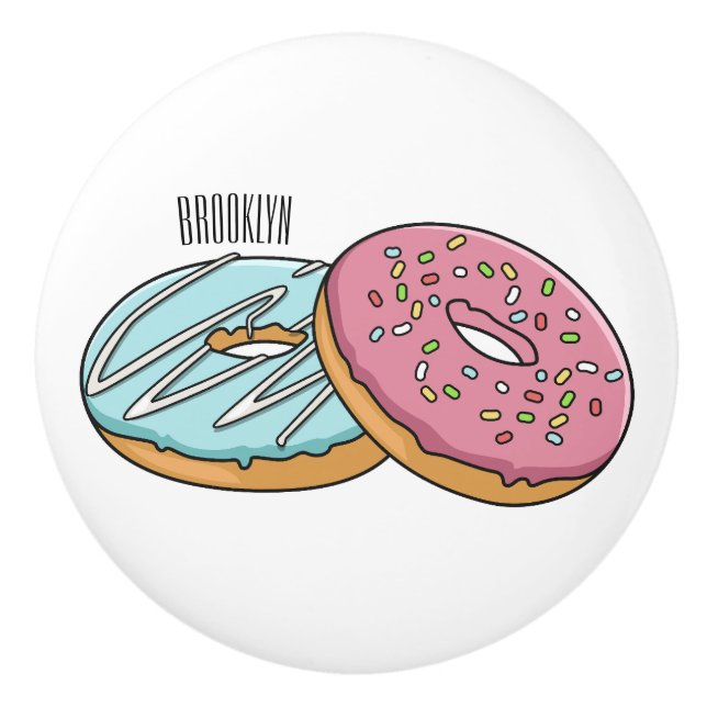 Doughnut cartoon illustration ceramic knob (Front)