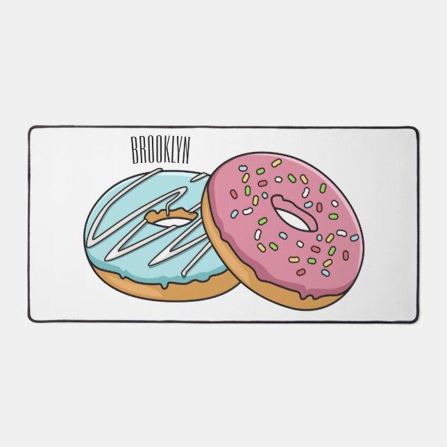 Doughnut cartoon illustration desk mat (Front)