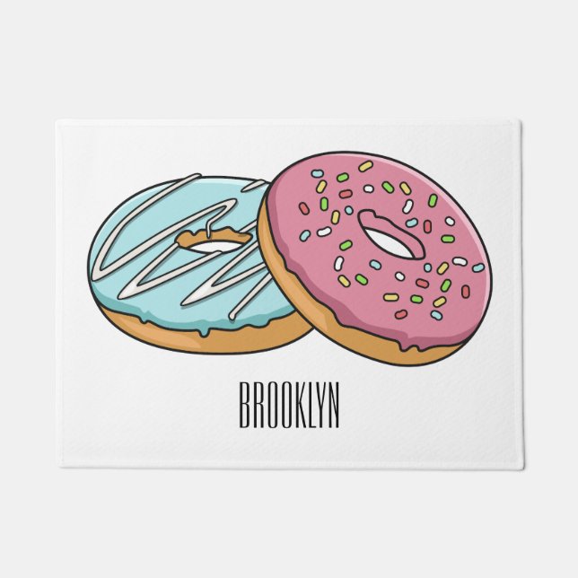 Doughnut cartoon illustration doormat (Front)
