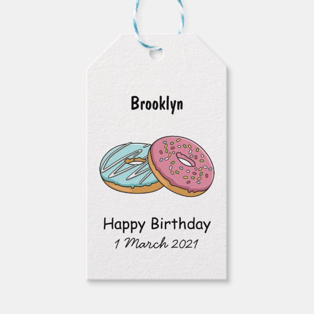 Doughnut cartoon illustration gift tags (Front)