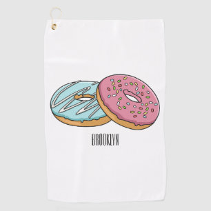 Doughnut cartoon illustration  golf towel