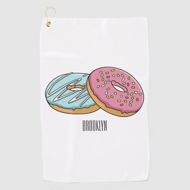 Doughnut cartoon illustration  golf towel (Front)