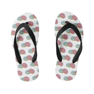 Doughnut cartoon illustration kid's flip flops