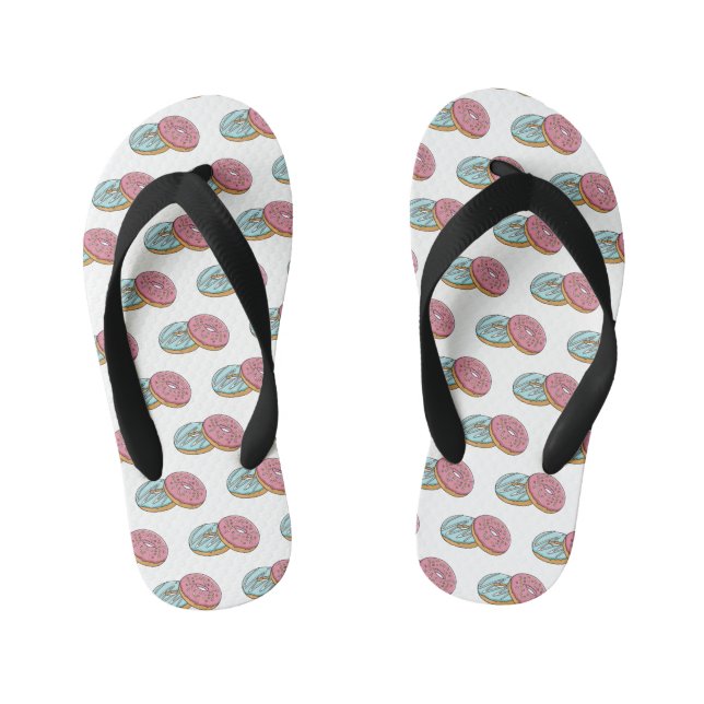 Doughnut cartoon illustration kid's flip flops (Footbed)