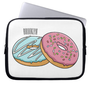 Doughnut cartoon illustration laptop sleeve