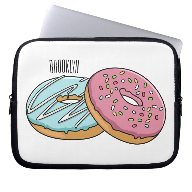Doughnut cartoon illustration laptop sleeve (Front)