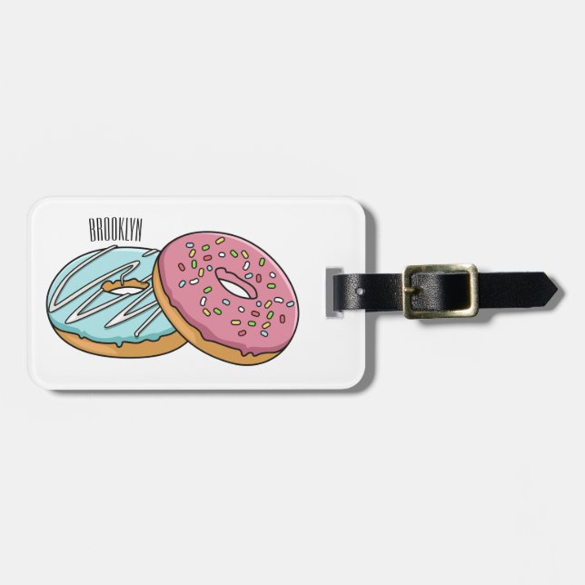 Doughnut cartoon illustration luggage tag (Front Horizontal)