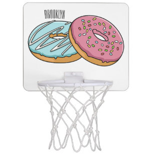Doughnut cartoon illustration mini basketball hoop