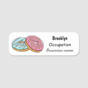 Doughnut cartoon illustration name tag