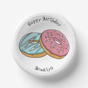 Doughnut cartoon illustration paper plate