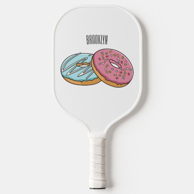 Doughnut cartoon illustration  pickleball paddle (Front)