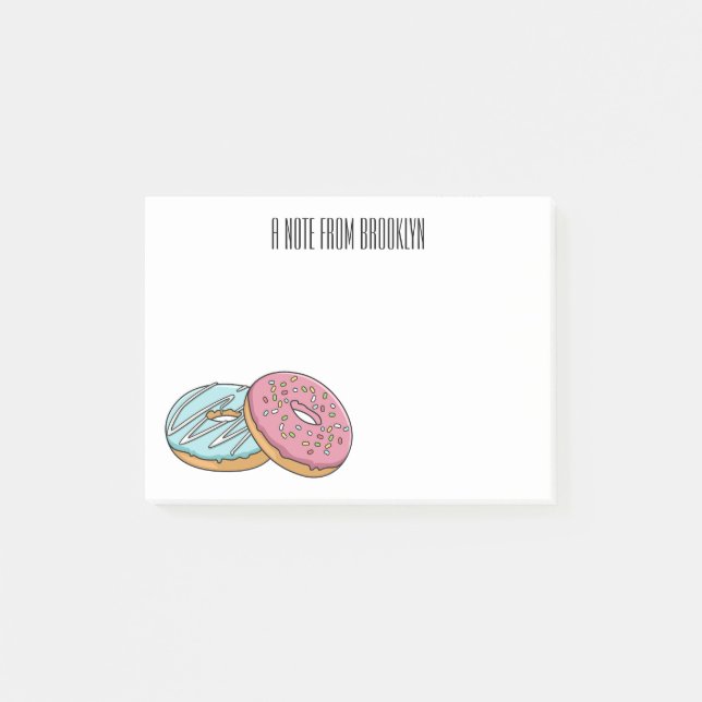 Doughnut cartoon illustration  post-it notes (Front)
