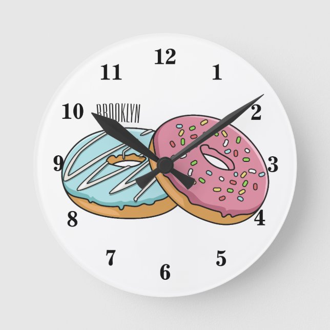 Doughnut cartoon illustration round clock (Front)